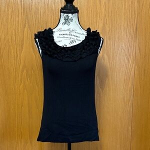 Elegant Black Ruffled Tank Top